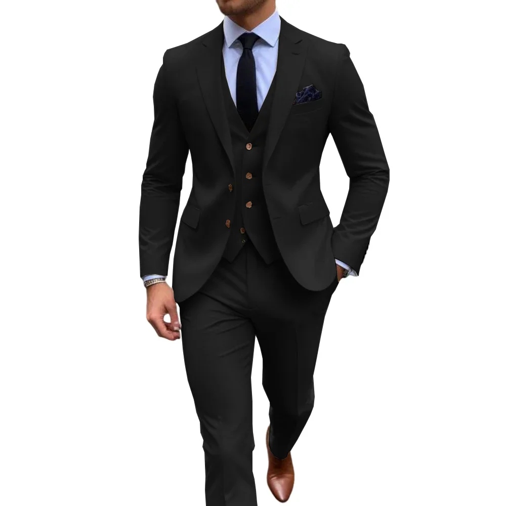 

3 Piece Men's Slim Fit Suits (Jacket+Vest+Pant) Wedding Groom Tuxedos Prom Formal Male Party Blazers
