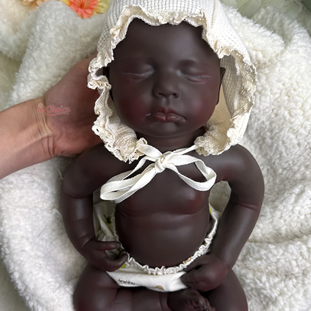 Muñeca bebé renacida de silicona realista de 20 pulgadas, color negro, hecha a mano, con peso, realista, para recién nacidos, regalo coleccionable, muñeca durmiente.