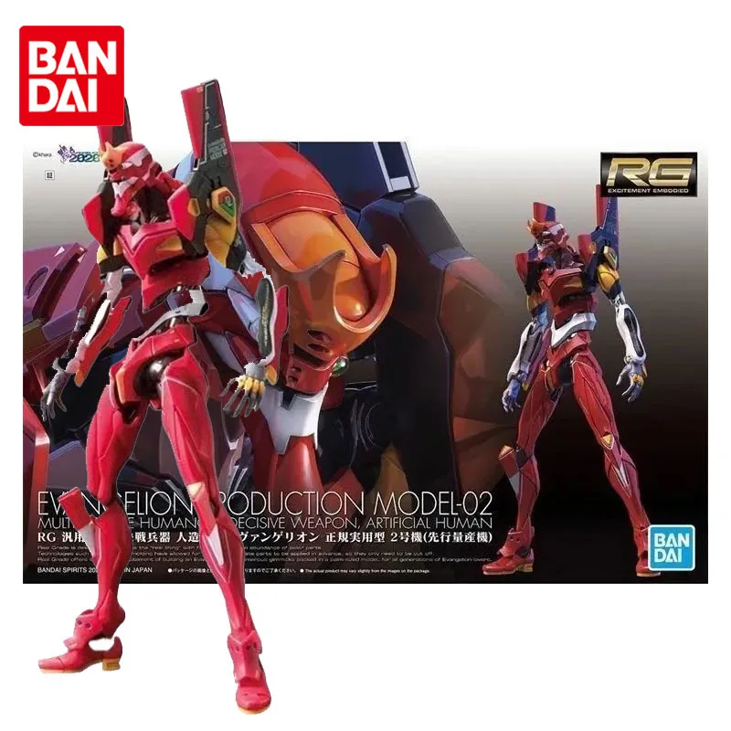 

Bandai Original EVA Model Kit Anime Figures RG 1/144 Evangelion Production Model-02 Collection Model Action Figure Toys