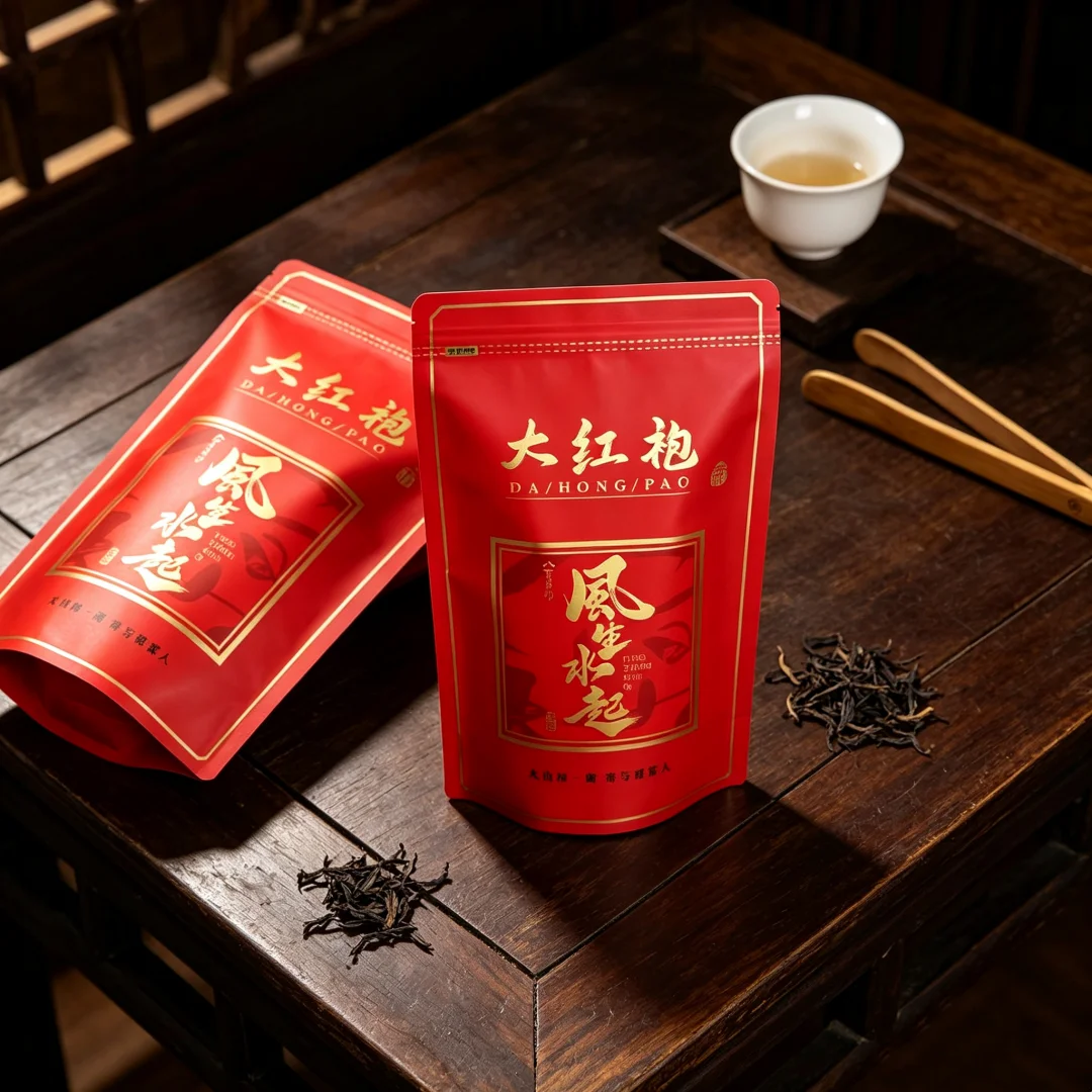 Classic Chinese Blacktea Set Bag Premium Dahongpao&jinjunmei Custom Patterns 250g Universal Black Tea Aluminum Foil Bag