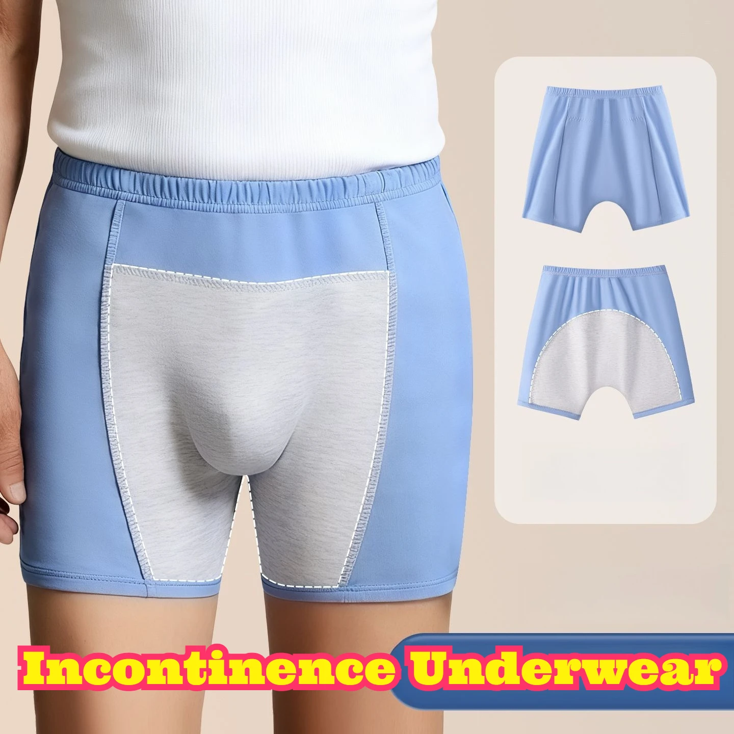 

Washable Reusable Men Pull Up Underwear Cotton Breathable Leakproof Design Senior Adult Daily Wear Comfortable High Waist Briefs