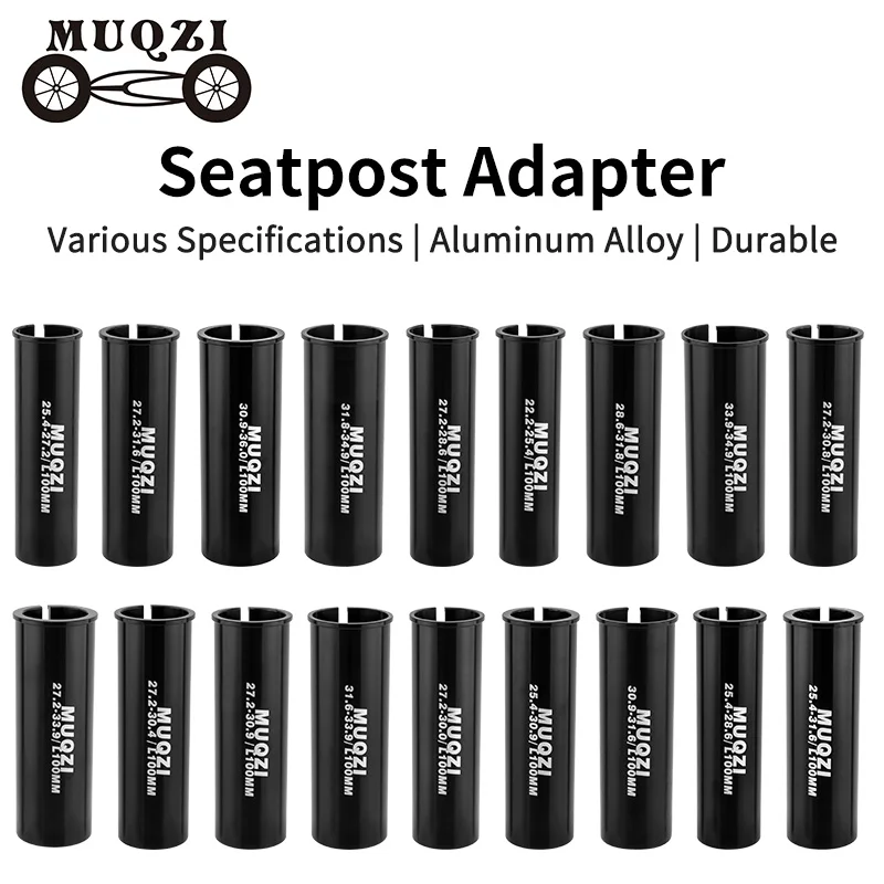 MUQZI Bike Seatpost Shim MTB Road Bicycle Seat Post Tube Adapter 100mm Seatpost Reducing Sleeve 22.2-36mm