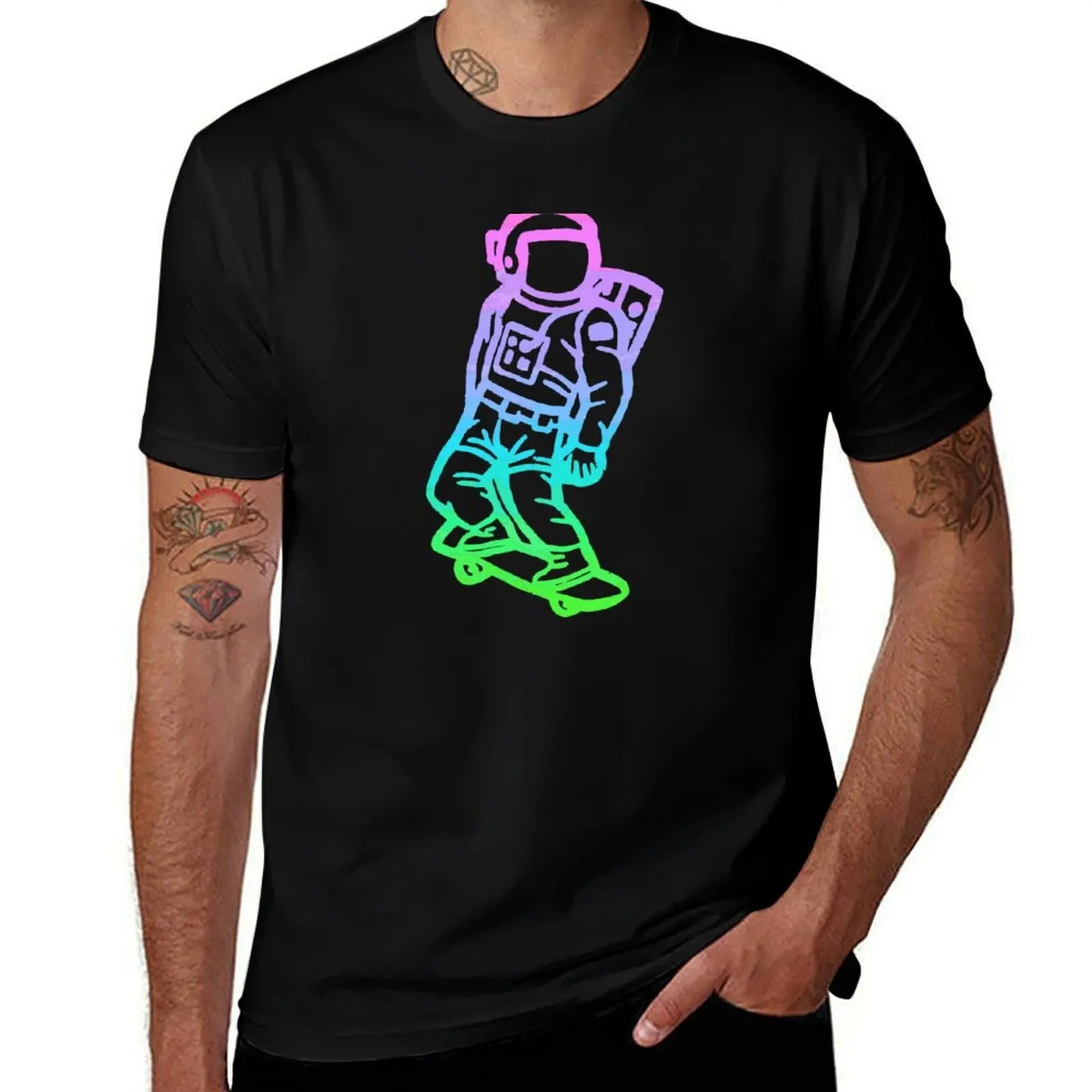 

Neon Skateboarding Astronaut T-Shirt cotton tshirt 100% t shirt for man T-Shirt