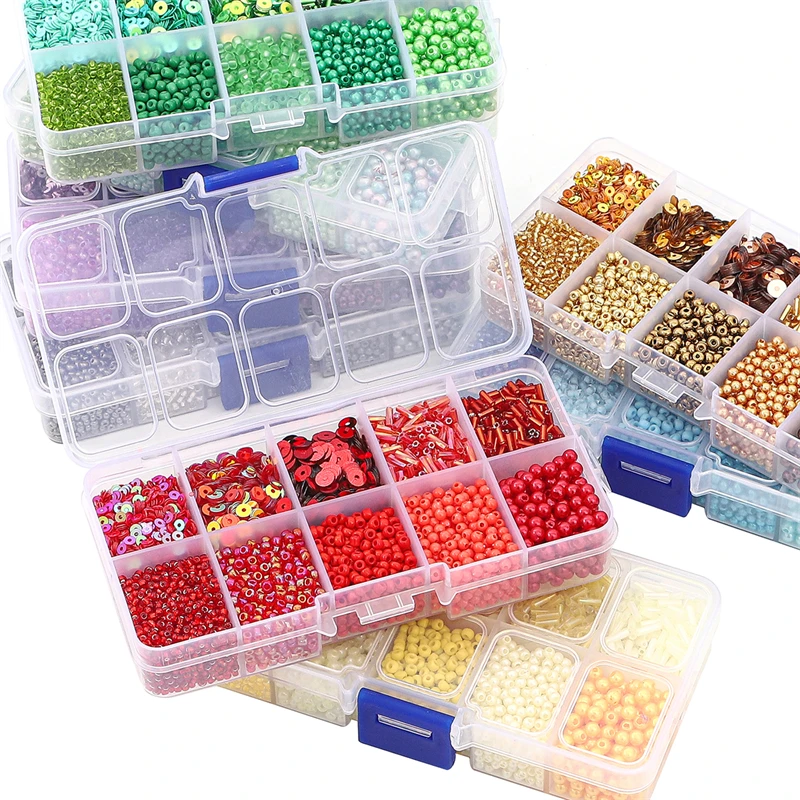 Small Czech Crystal Glass Seed Bead Sequin Box Charm Alphabet Beads Set For DIY Embroidery Bracelet Earrings Jewelry Making