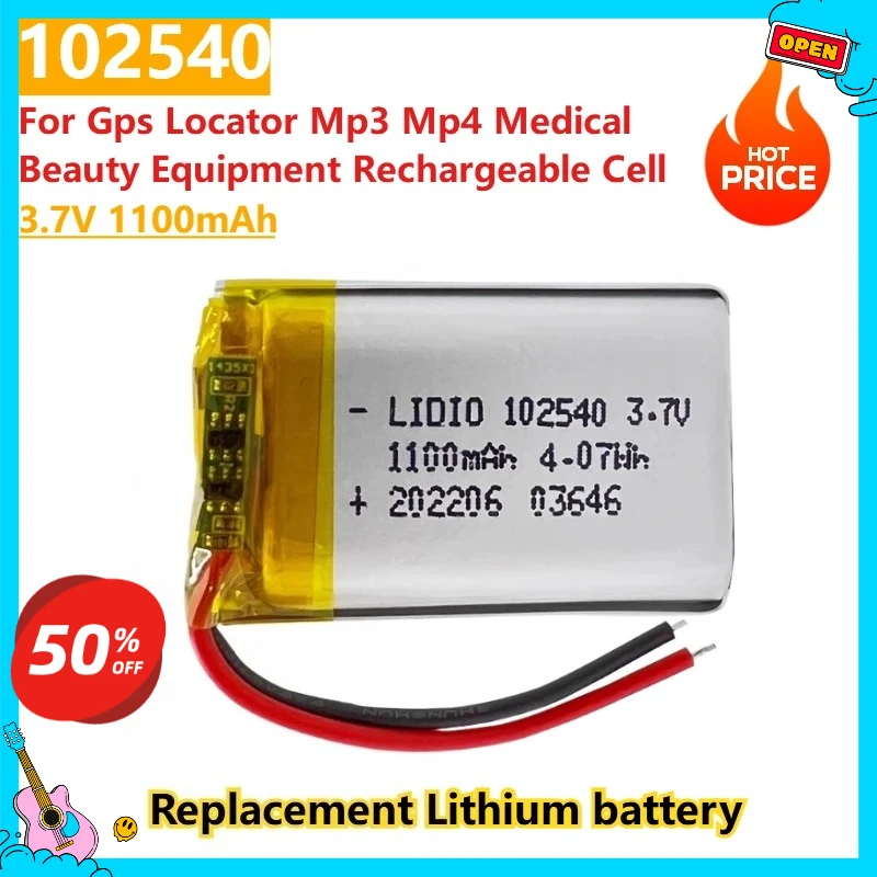 

102540 3.7V 1100mAh battery for Gps Locator Mp3 Mp4 Medical Beauty Equipment Rechargeable Cell High Quality