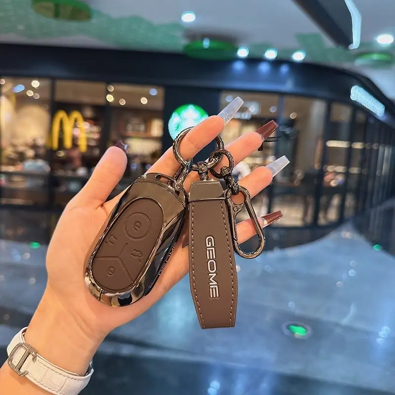 

For GEELY EX2 2026 2025 Key Case Ring Modified Key Fob Hot Stamping Key Case Protector Auto Cover