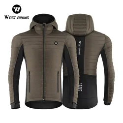 WEST BIKING Warm Winter Cycling Jersey Ultralight Down Jacket Long Sleeve Bicycle Clothing Thermal Fleece Resistant Ciclismo