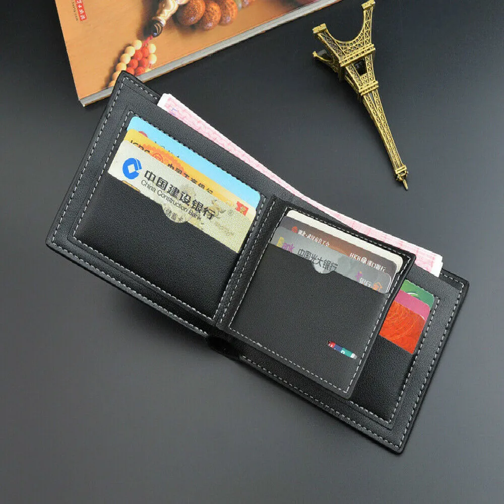 Men\'s Bifold pu Leather Wallets Credit ID Card Holder Wallet Masculina Billetera Hombre Men Short Purse Male Money Portafoglio