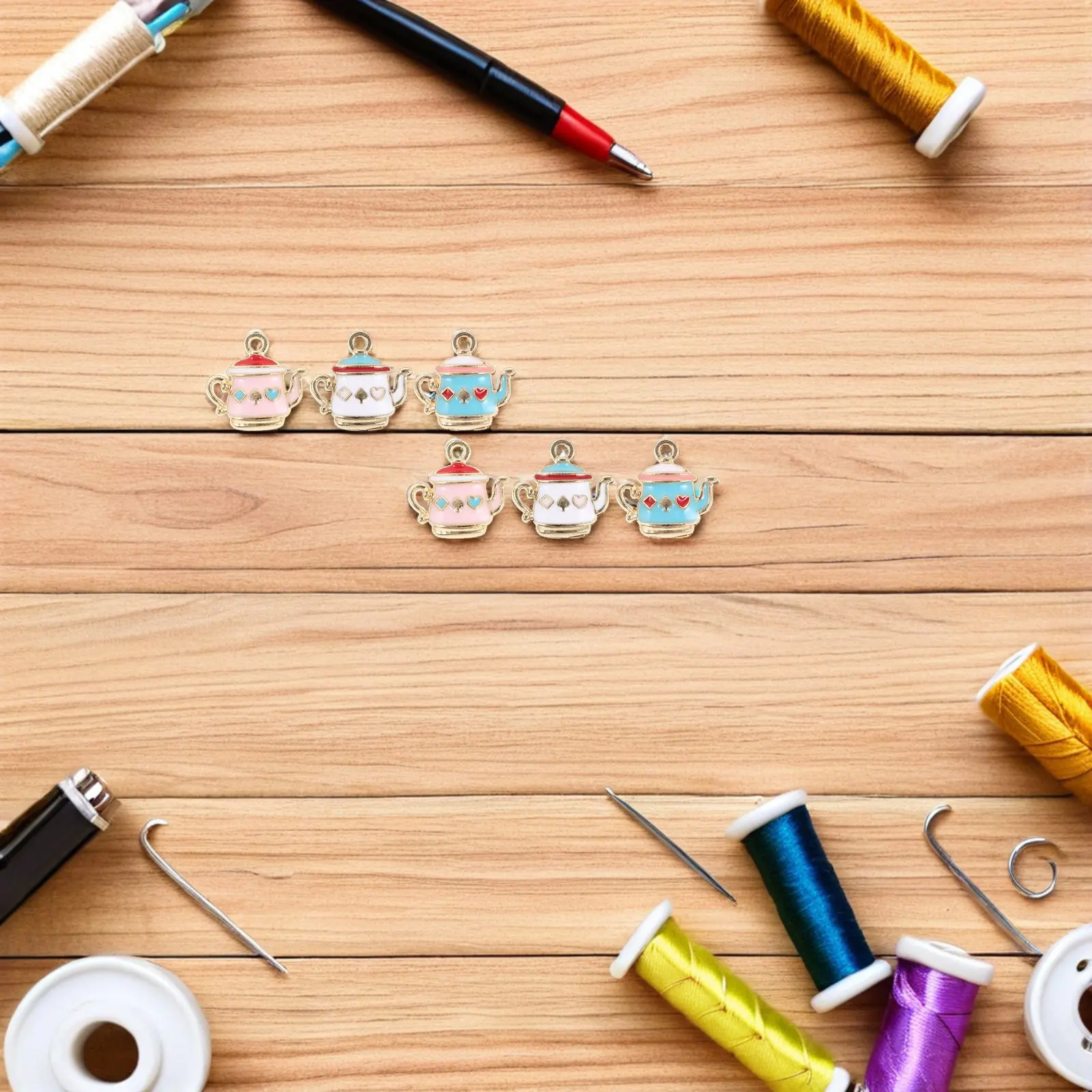 60Pcs Teapot Pendant Charms Zinc Alloy Enamel Jewelry Making Findings Keychains Bracelets Necklaces DIY Teapot Keychain Charms