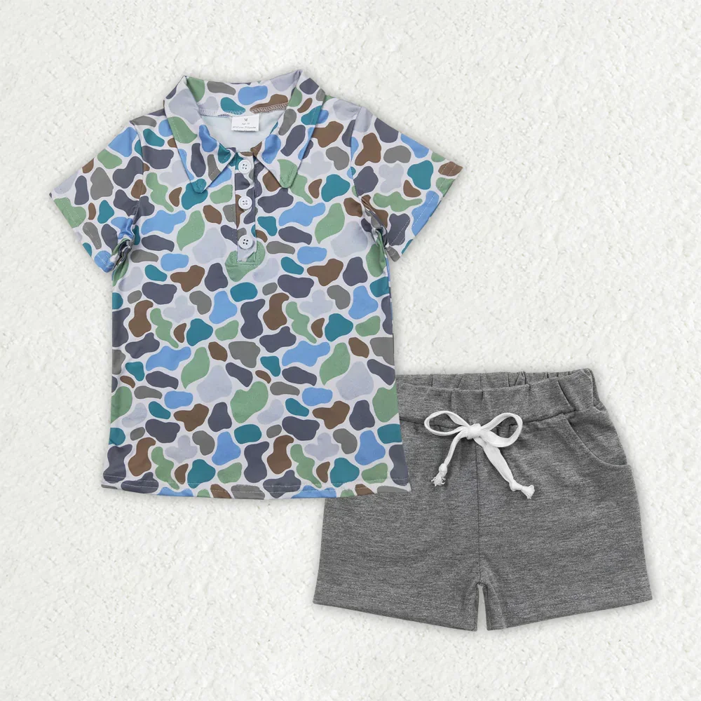 Hunting Camo Polo Shirt Boys Shorts Set