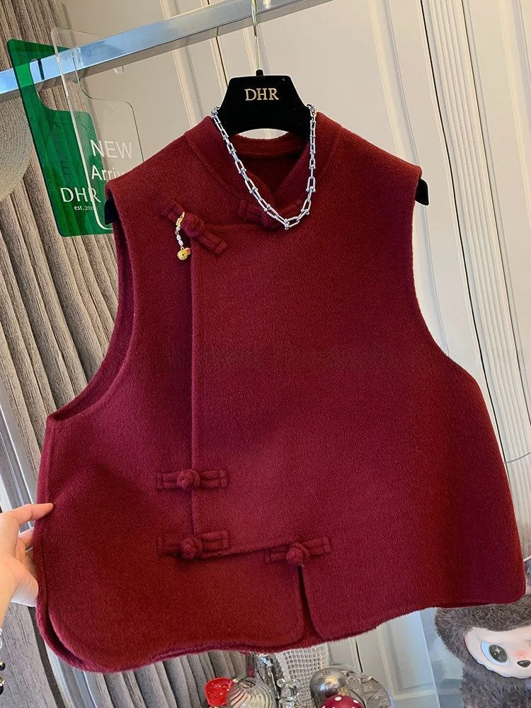 

plus Size Women's Red Chinese Sle Golden Gourd Vest Top 300 Pou Spring Faion High-End New Sle Loose Fit Outerwear