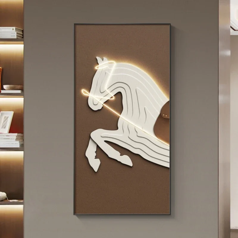 Horse Modern LED Wall Lamp Luxury Crystal Porcelain For Indoor Living Room Corridor Hallway Kitchen Home Decoration Mural Lights