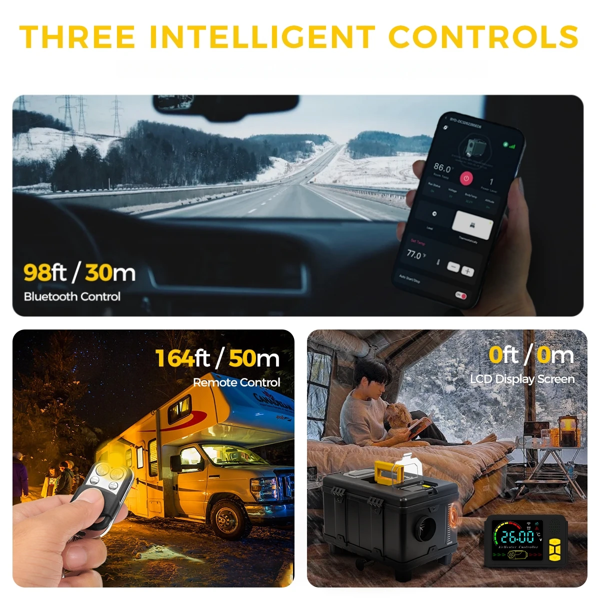 12V&24V&220V AC&DC Universal 8KW Diesel Air Heater All In One Parking Heater with bluetooth App Control For Home RV Vehicle
