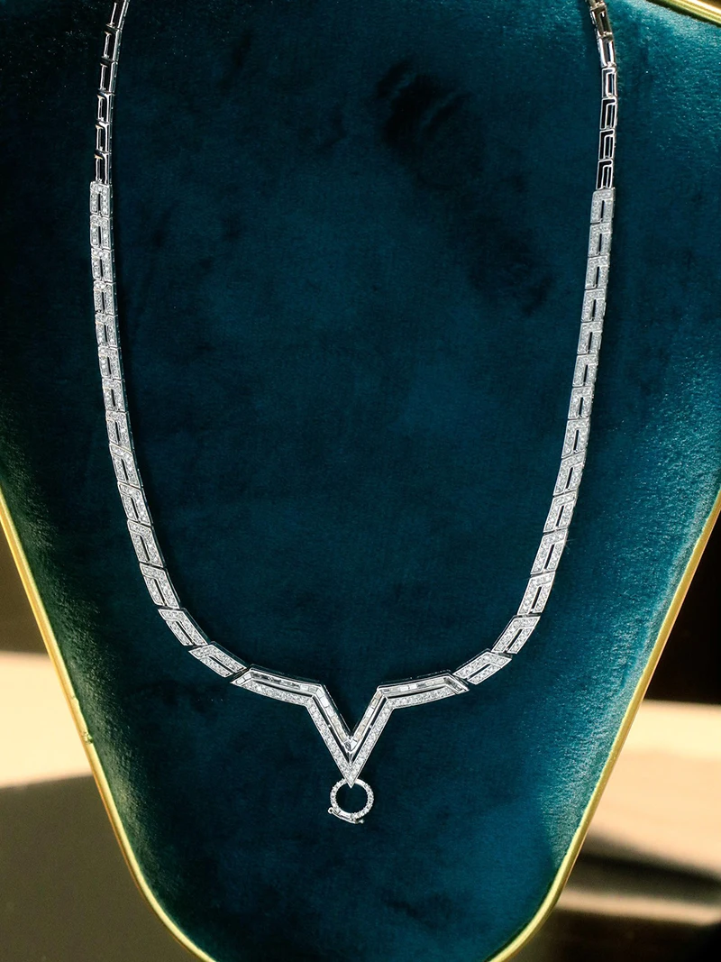 KUGG 100% 18K White Gold Necklace Luxury Elegant Style 2.30carat Real Natural Diamond Necklace for Women High Party Jewelry