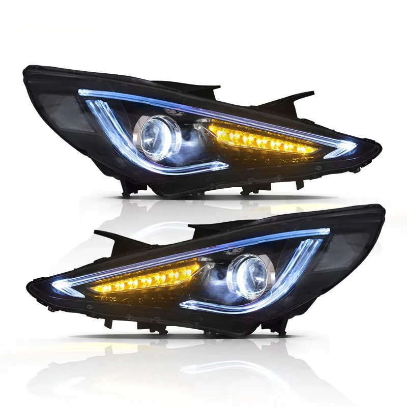 

LED Headlights Dual Beam With Demon Eye Headllamp 6th Gen i45 Car Head Light 2011-2014 Front Lamp For Sonata