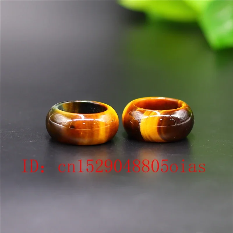 Natural Jade Stone Ring Chinese Tiger Eye Jadeite Amulet Fashion Charm Jewelry Hand Carved Crafts Gifts for Women Men