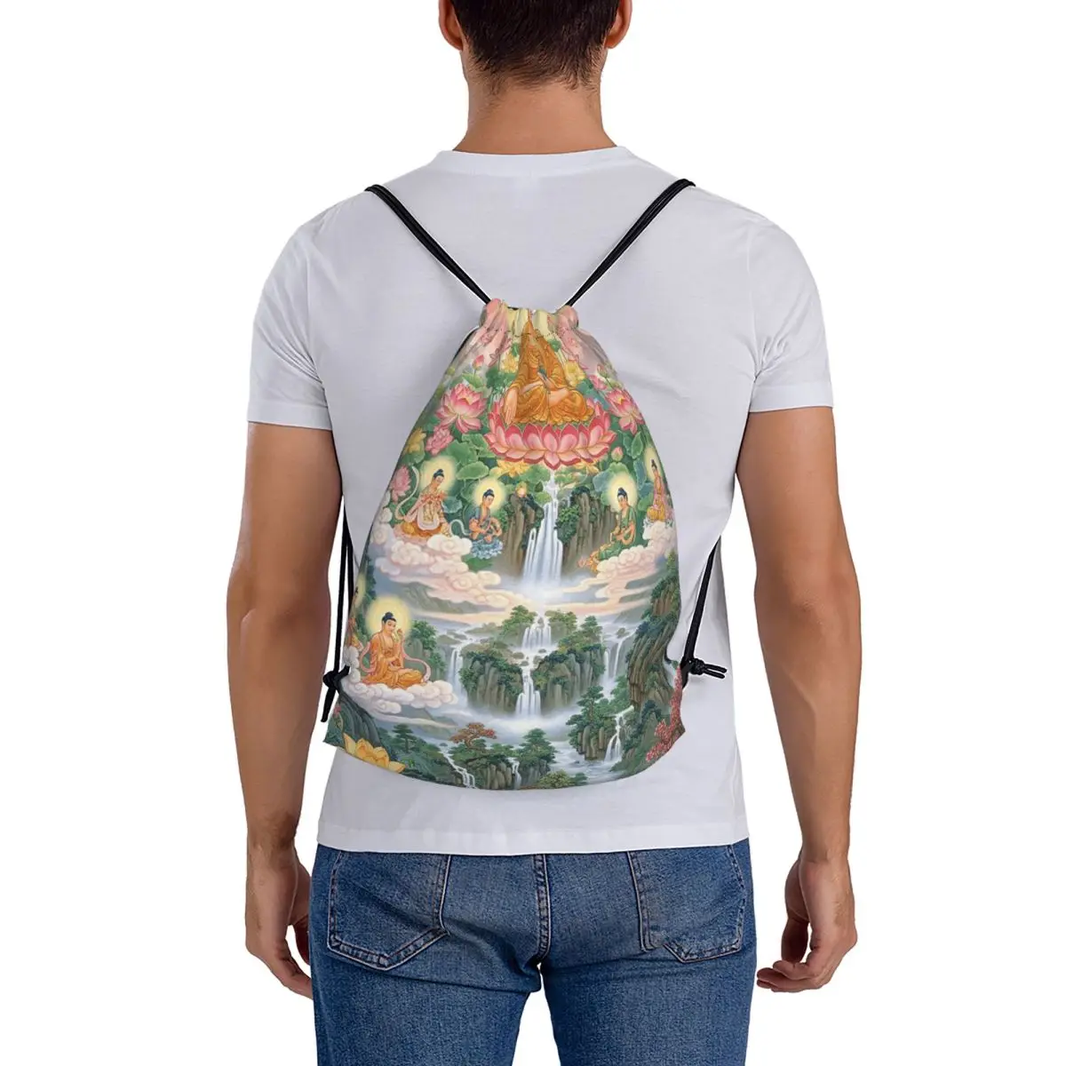 

Tantric Buddhist Deity Buddhism God Buddha Backpacks Fashion Drawstring Bags Sports Bag Book Bags for Travel Students