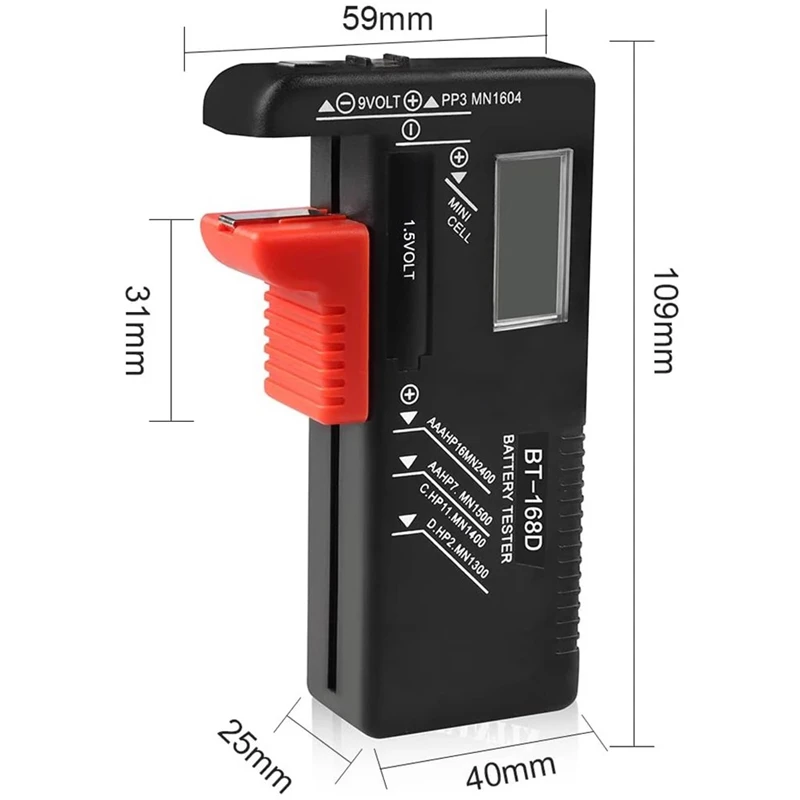 Digital-Trockenzellen-Spannungs prüfer BT-168D Batterie leistungs anzeige Batterie kapazitäts test tabelle