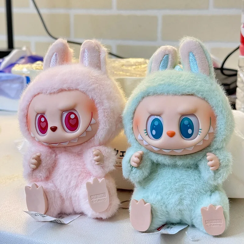 Genuíno os monstros labubu sentado festa macaron vinil rosto 2.0 série caixa cega brinquedos kawaii pingentes chaveiro presente das meninas