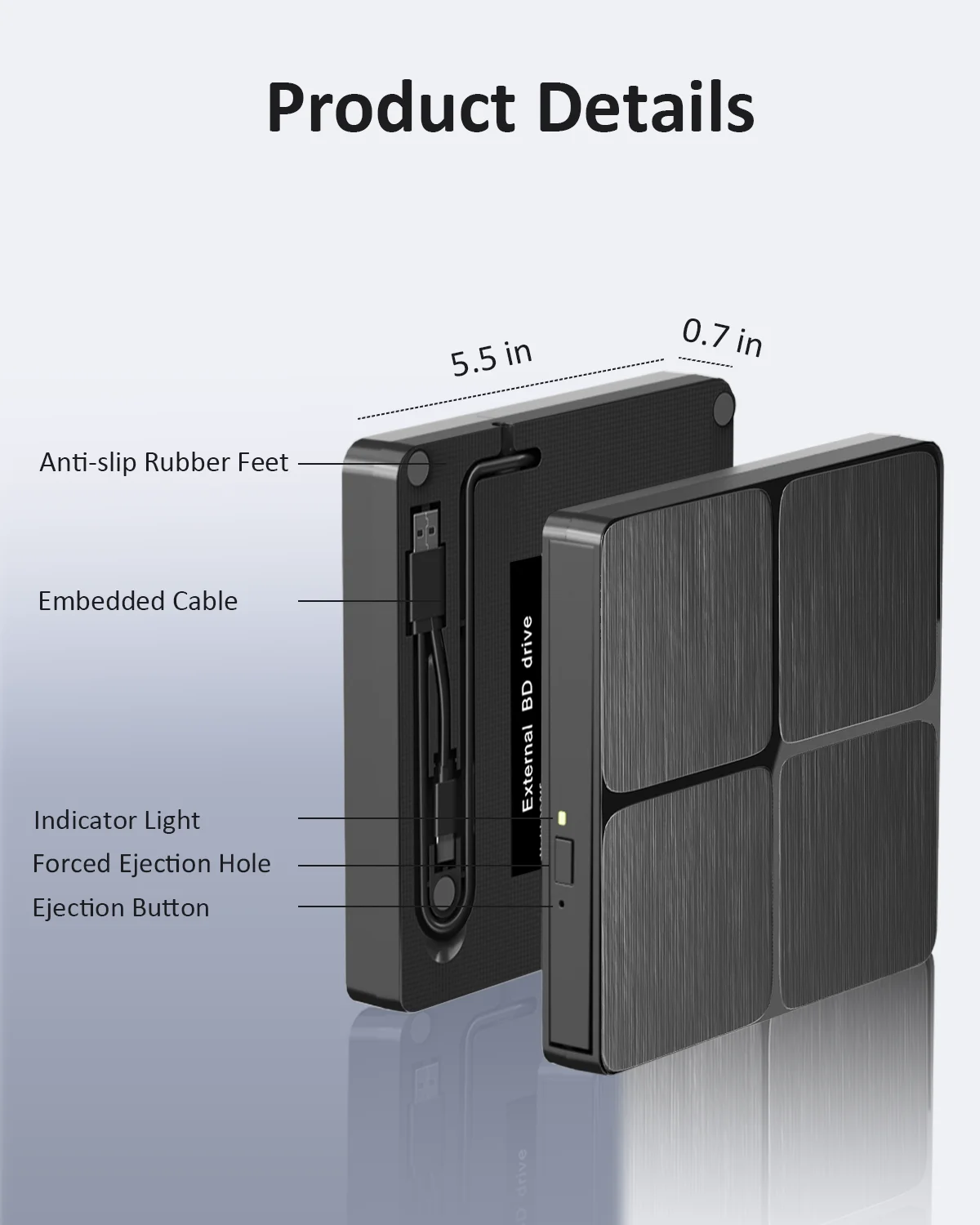 hit productUsb External Blu Ray Drive - External Bluray Writer/DVD Drive for PC USB3.0 & Type C BluRay Burner Read and Write BD/