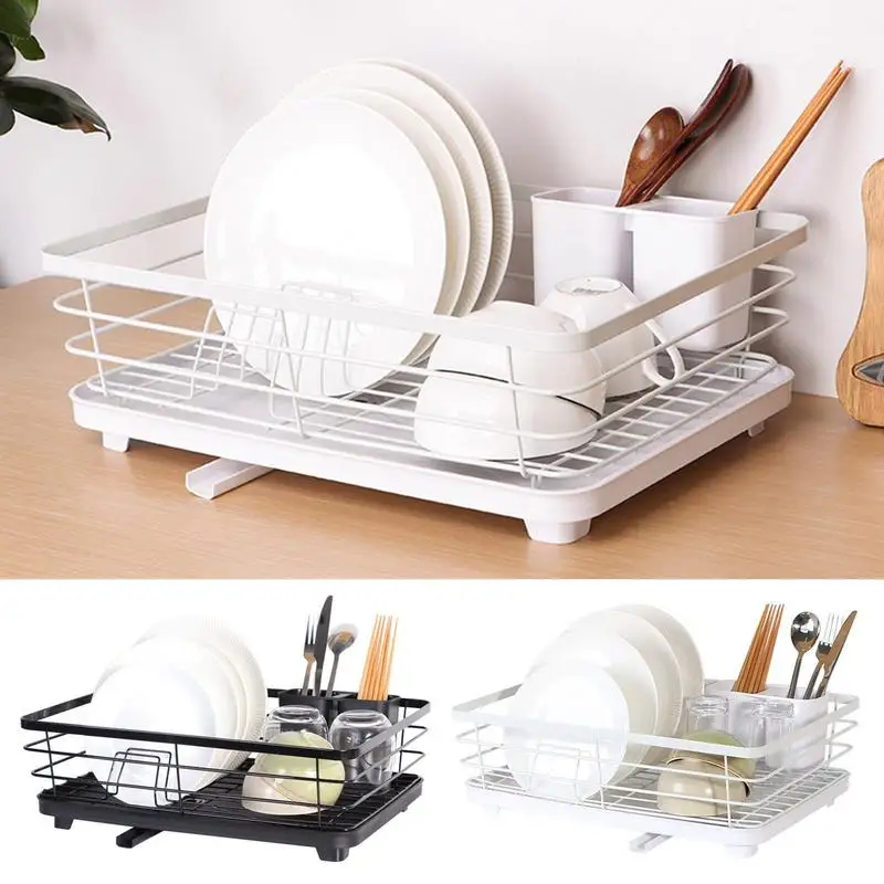 

Dish Drainers Kitchen Counter Sink With Drainboard Multifunctional Dish Rack Utensil Holder For Dishes Cutters Chopstick Spoon