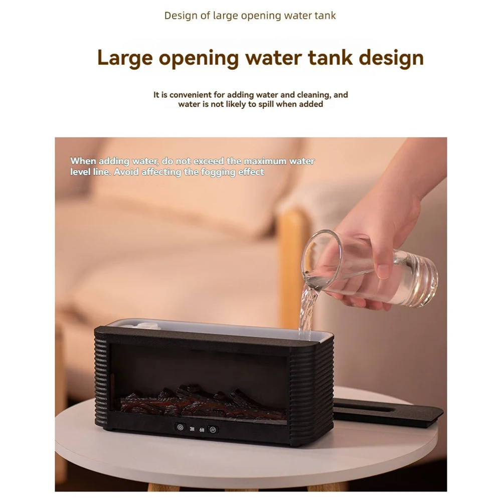 

Увлажнитель воздуха A84G с имитацией пламени камина, питанием от USB, ароматерапией, 250 мл, бесшумная работа