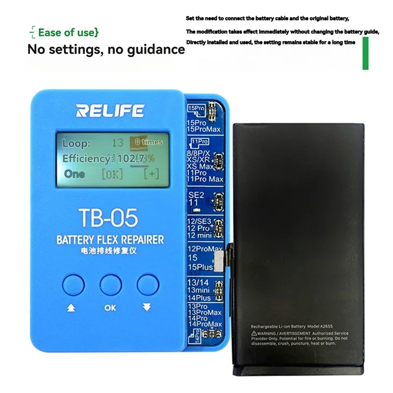 T82C Hot Sale-RELIFE TB-05 Battery Repair Tool For Iphone 8G-15PM Setup-Free, Instant Boot For Health Data Reading & Writing