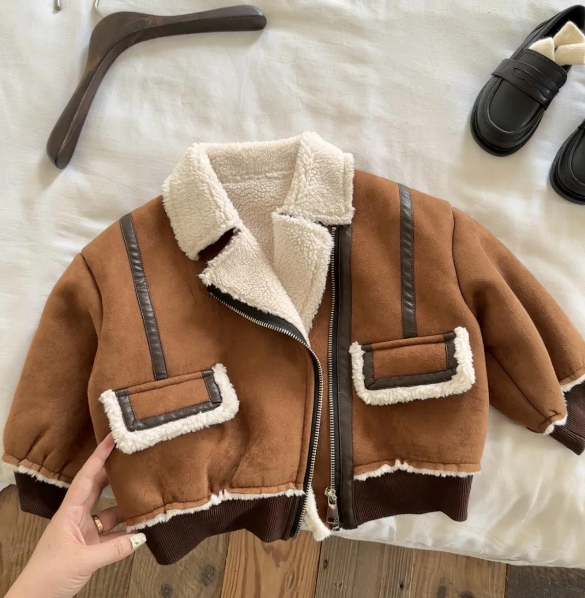 

Children's Coat 2022 Winter New Product Boys and Girls' Composite Suede Coat Baby Lamb Wool Coat Thick