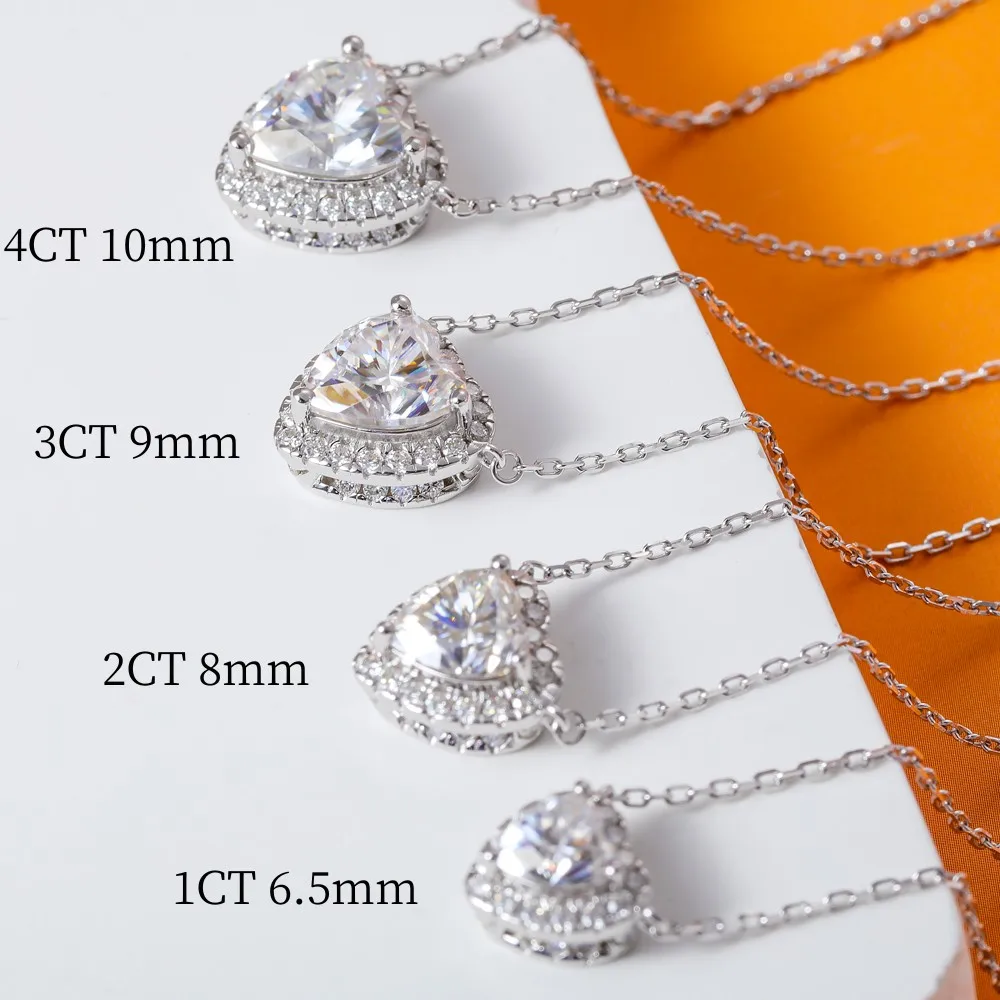 1-4CT Heart Color Full D Color Moissanite Necklace For Women S925 Sterling Silver Diamond Pendant Neck Chain Wedding Jewelry GRA