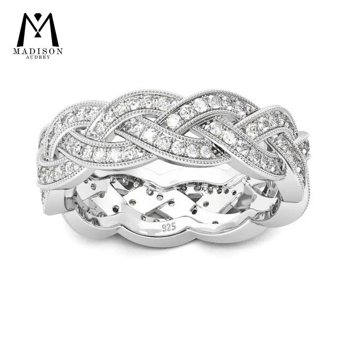 

Unique Cross Winding Moissanite Rings for Women Silver 925 Wedding Accessories Famale Ring Trendy Fine Jewelry Free Shipping New