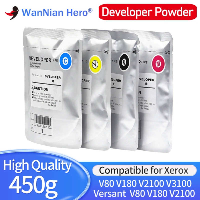 New 450g High Quality Compatible V80 V180 V2100 V3100 Developer Powder For Xerox Versant 80 180 2100 3100 Printer Color BK C M Y