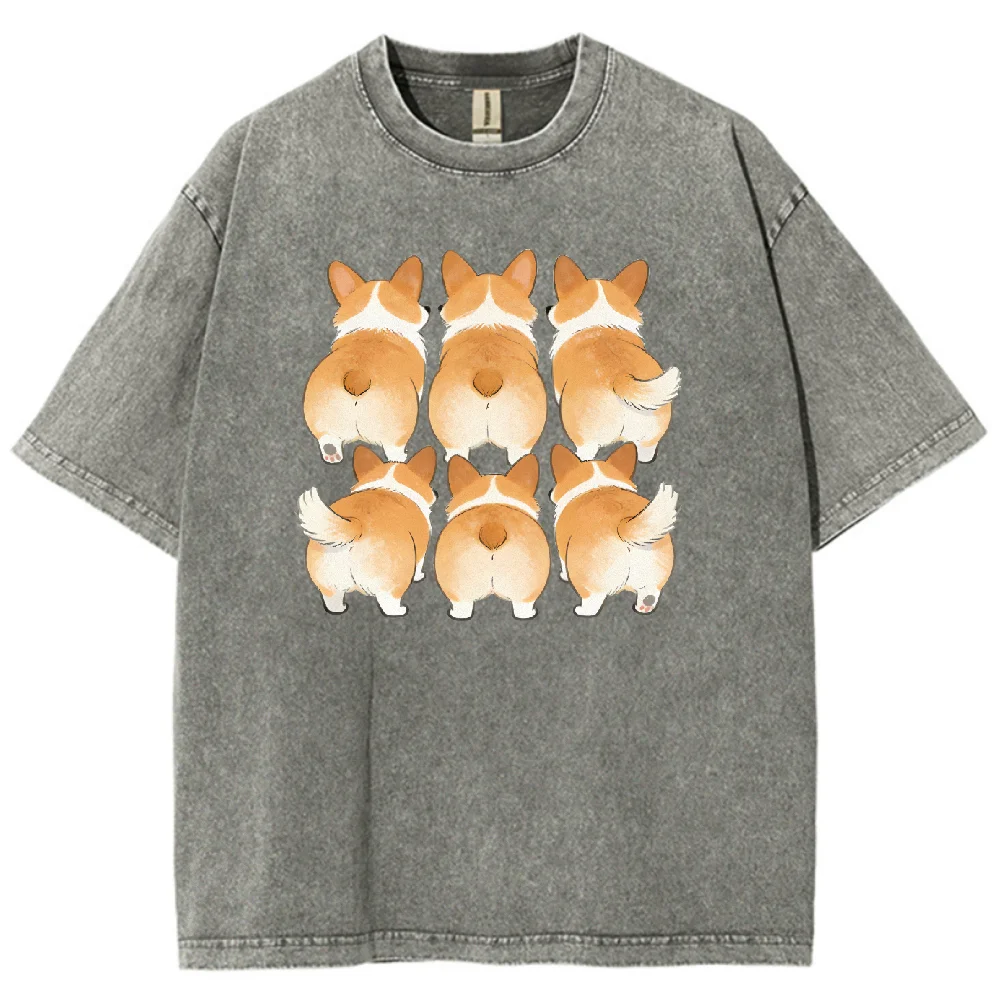 

Puppy's Bottom Print Oversized T Shirt Unisex Casual Vintage Graphic Tee for Nature Lovers Summer Streetwear Harajuku Y2K