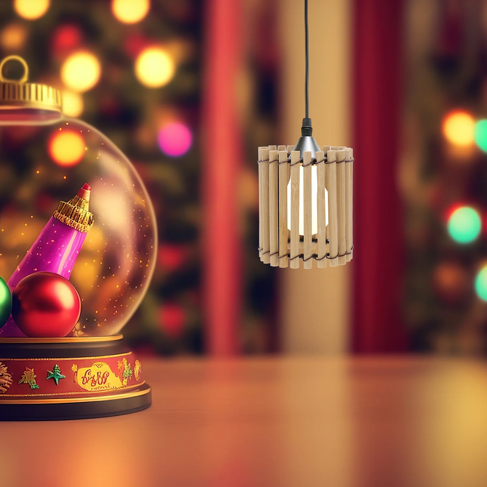 

Bamboo Woven Lampshade Small Size for Ceiling Pendant Lights Tea Room Ambiance Soft Glow Handcrafted Decoration Modern