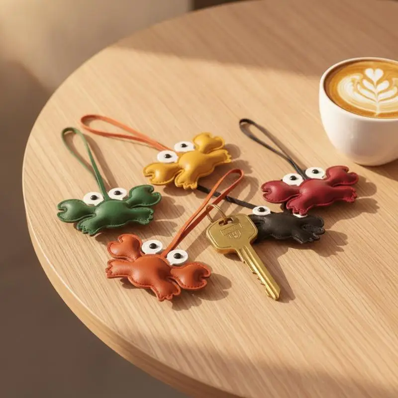 Crab Keychain Fashionable Design PU Leather Key Ring Hawaii Travel Souvenir Chic Decor for Car Key Accessories