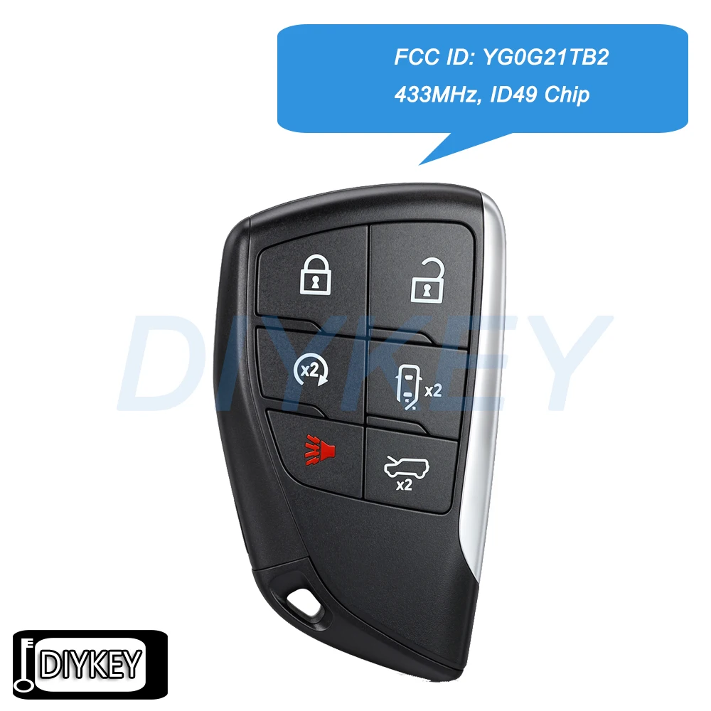 

6 Buttons Smart Remote Car Key Fob 433MHz ID49 Chip for GMC Hummer EV SUV 2024 2025 2026 13542579, FCC ID: YG0G21TB2, YGOG21TB2