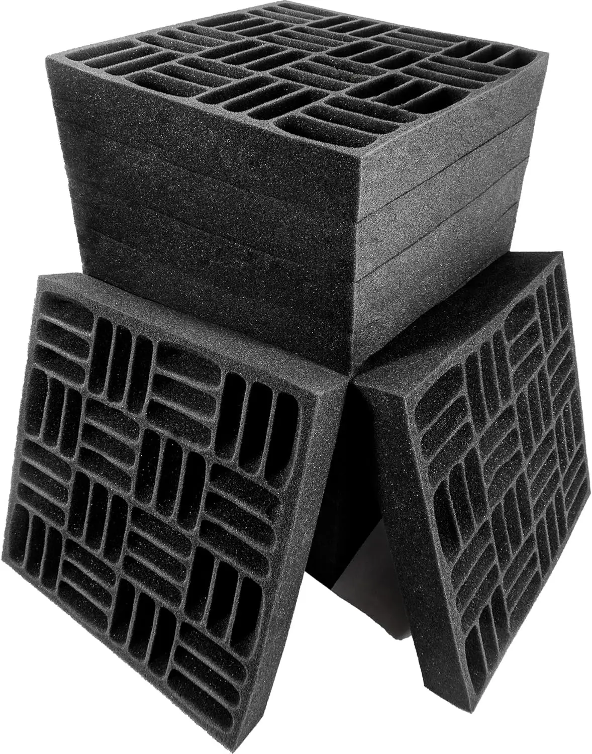 

Набор из 12 акустических панелей из вспененного материала, 12,6x12,6x2 дюйма, сетчатая конструкция, для звукоизоляции домашней студии (черный)