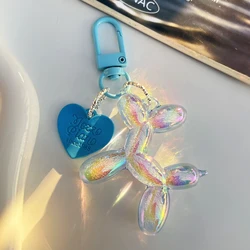 Cartoon Bling Heart Balloon Dog Animal Keychain Key Ring for Friend Lovers Cute Creative Bag Car Earphone Box Key Accessories