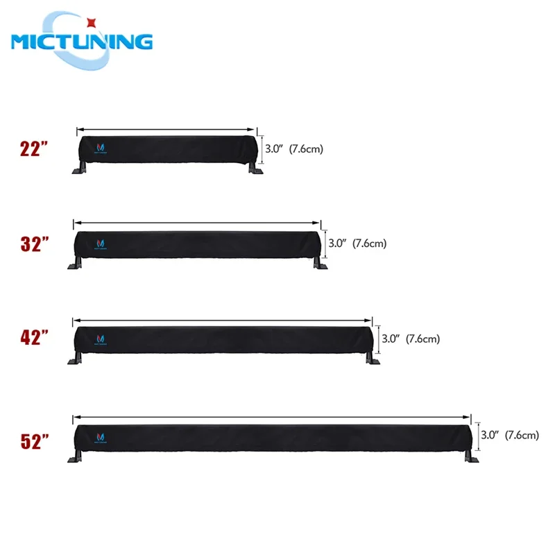 MICTUNING 22" 32" 42" 52" Universelle gerade und gebogene LED-Lichtleistenabdeckung, wasserdichte und staubdichte Schutzhülle, Lampentasche – Detail 1