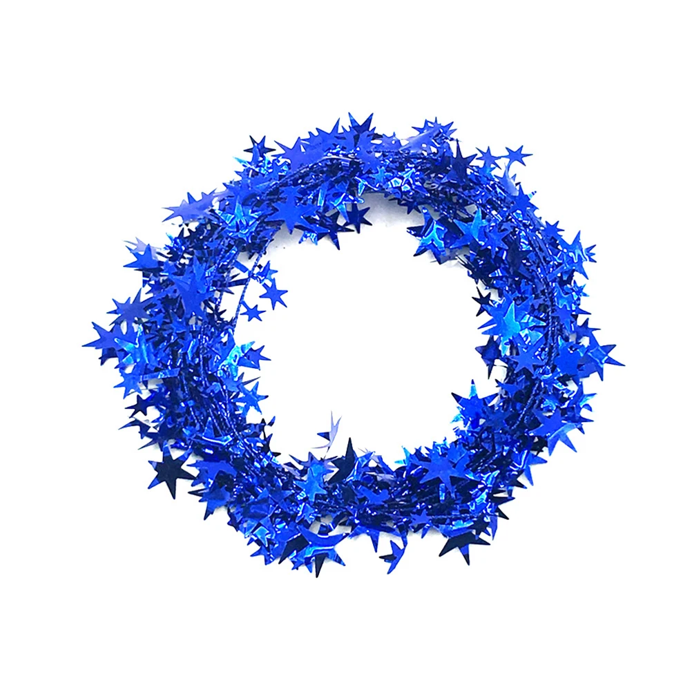 

5pcs Plastic Star String Chain Christmas Tree Hanging Decorations Kids Pets Friendly Party Wedding Gold Blue