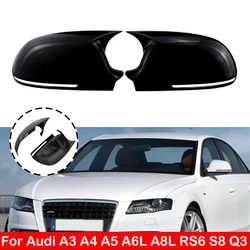 For Audi A3 A4 B8 A5 A6L A8L RS6 S8 Q3 Rearview Side Mirror Cover Wing Cap Exterior Door Rear View Case Trim Carbon Fiber Look