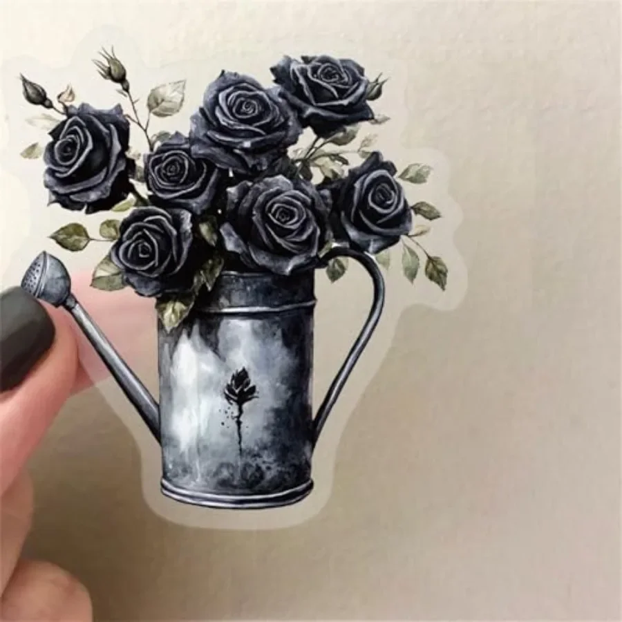 50Pcs Roses PET Decal Sticker Scrapbook Stickers, Gentle Girl Stickers for Window, Scrapbooking, DIY Crafts, Waterproof Journal