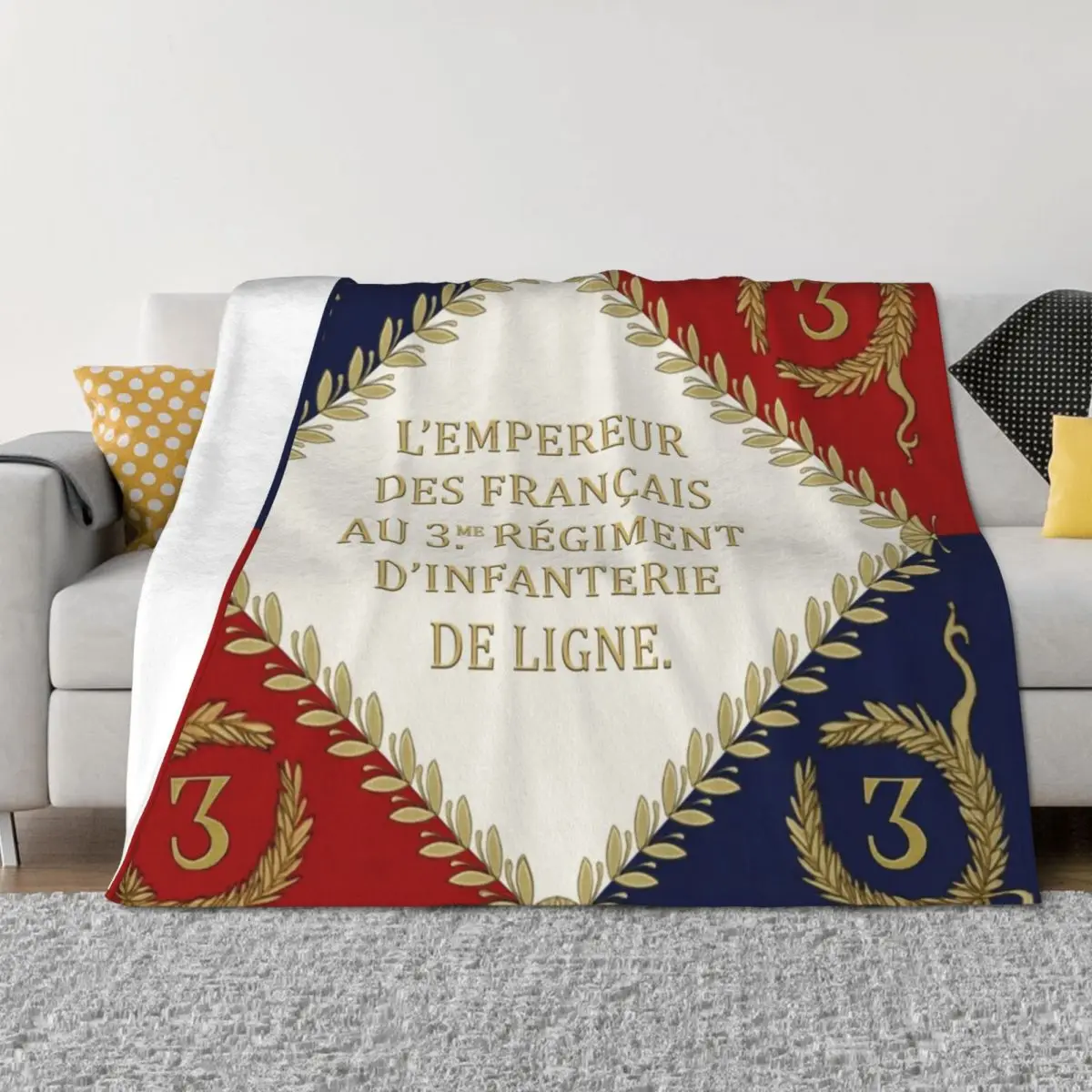 

Napoleonic French regimental flag '3me' 1804 Throw Blanket Summer Beddings Cute Plush Camping Blankets