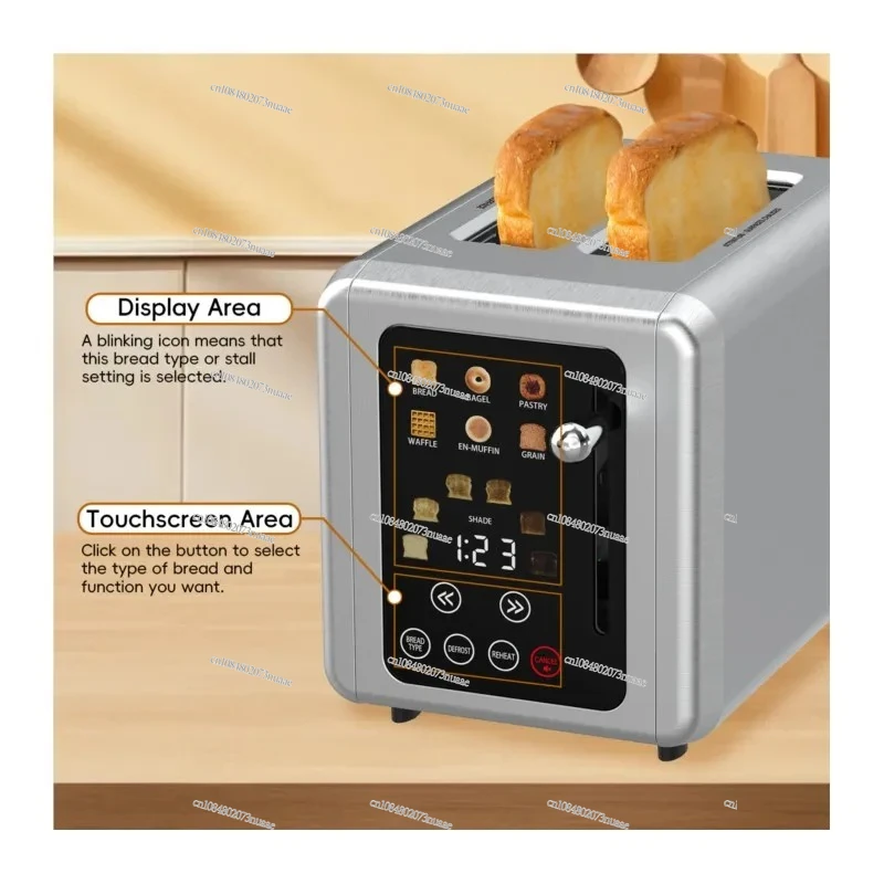 Умный сенсорный экран «шесть в одном», многофункциональный сэндвич-домашний тостер для приготовления хлеба и вафель