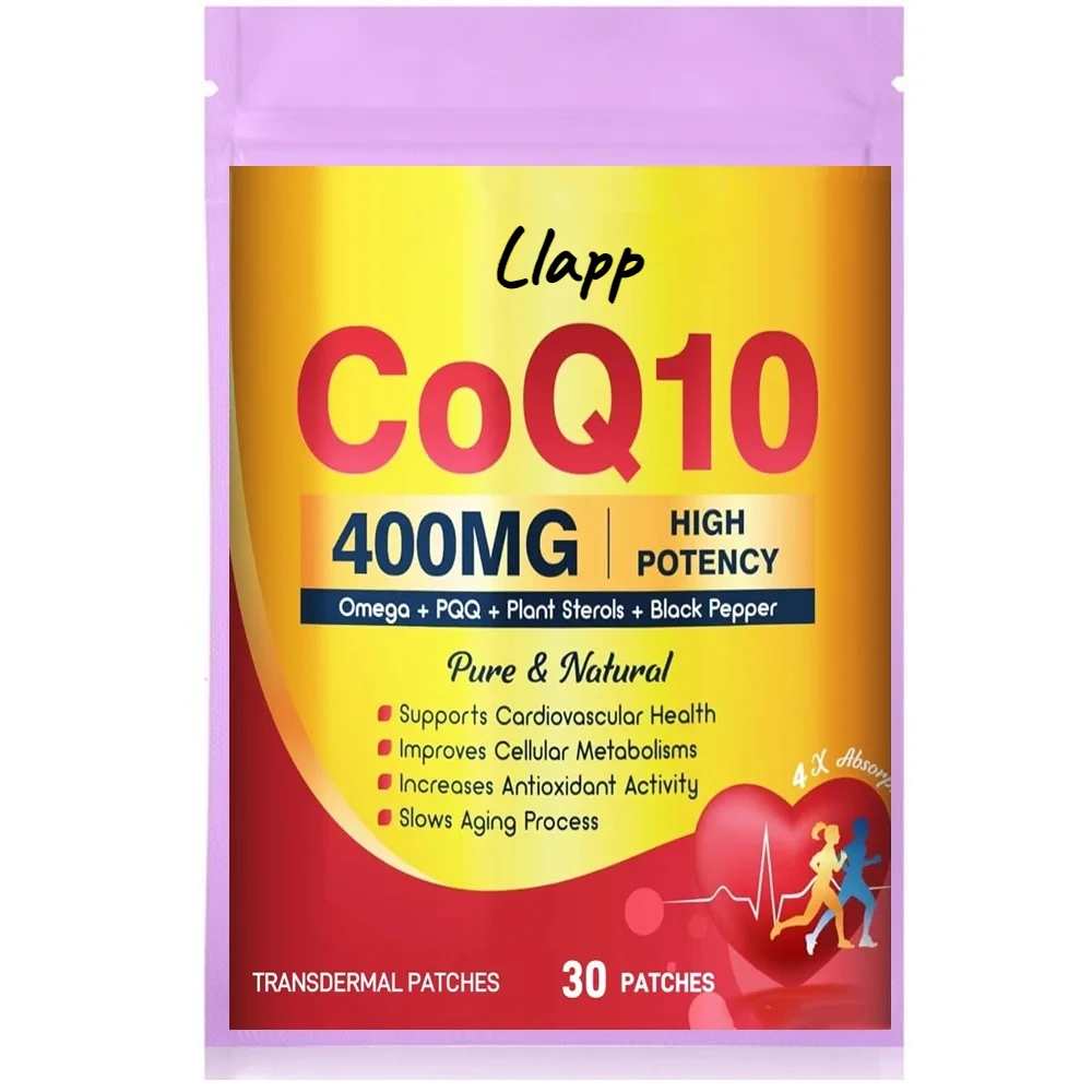 30 Patches CoQ10 Transdermal Patches Plus PQQ, Omega 3, and Vitamin E, for Heart and Cellular Energy