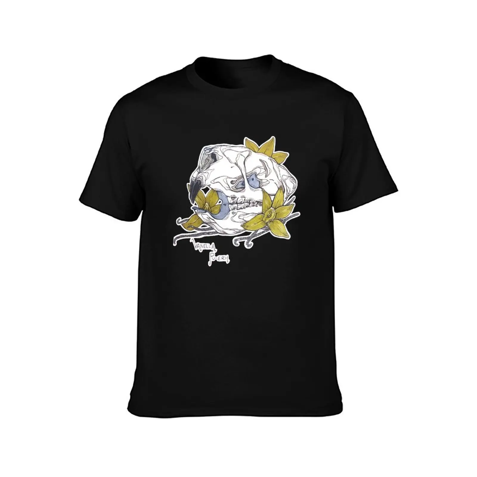 MorbidiTea - Vanilla Pu-erh with a Porcupine Skull T-Shirt Breathable Basic Cotton T-Shirt