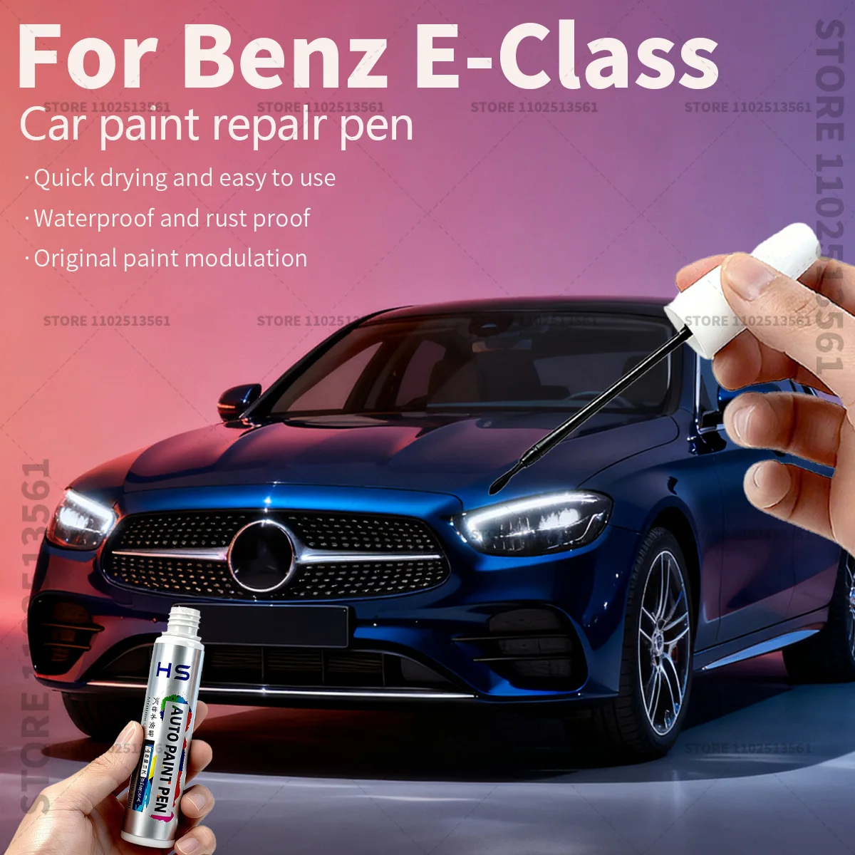 For Mercedes Benz E Class Car Paint Repair Pen Touch Up Scratch Remover DIY Auto Accessories White 149 Red 3996 Black 897 Grey