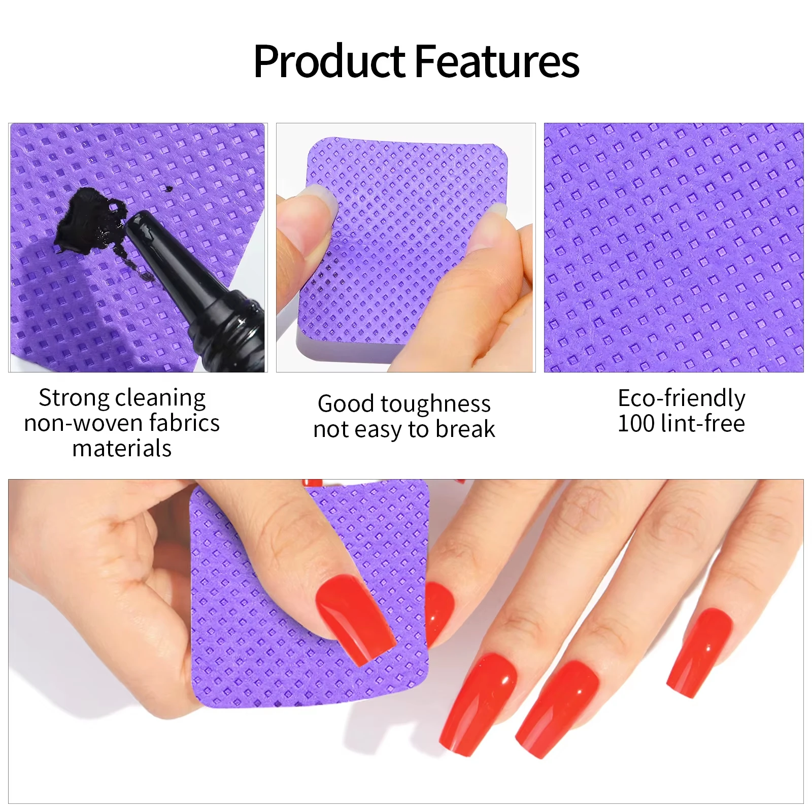 Niet-pluizende nagellakremover Katoenen doekjes UV Gel Tips Remover Cleaner Paper Pad Nagellak Art Cleaning Manicure Tools ﻿