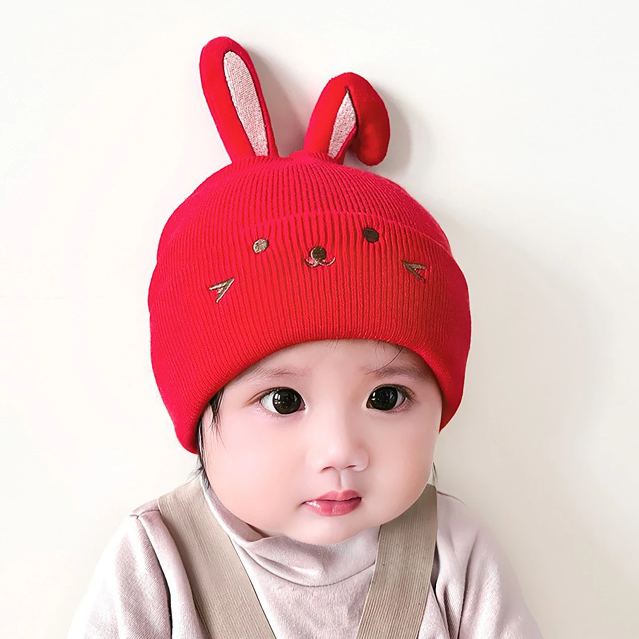 

Cute Rabbit Beanie for Baby Warm Pullover Cap 2-18Month Boy Girl Children Winter Woolen Ear Protection Hat Infant Knitted Hats