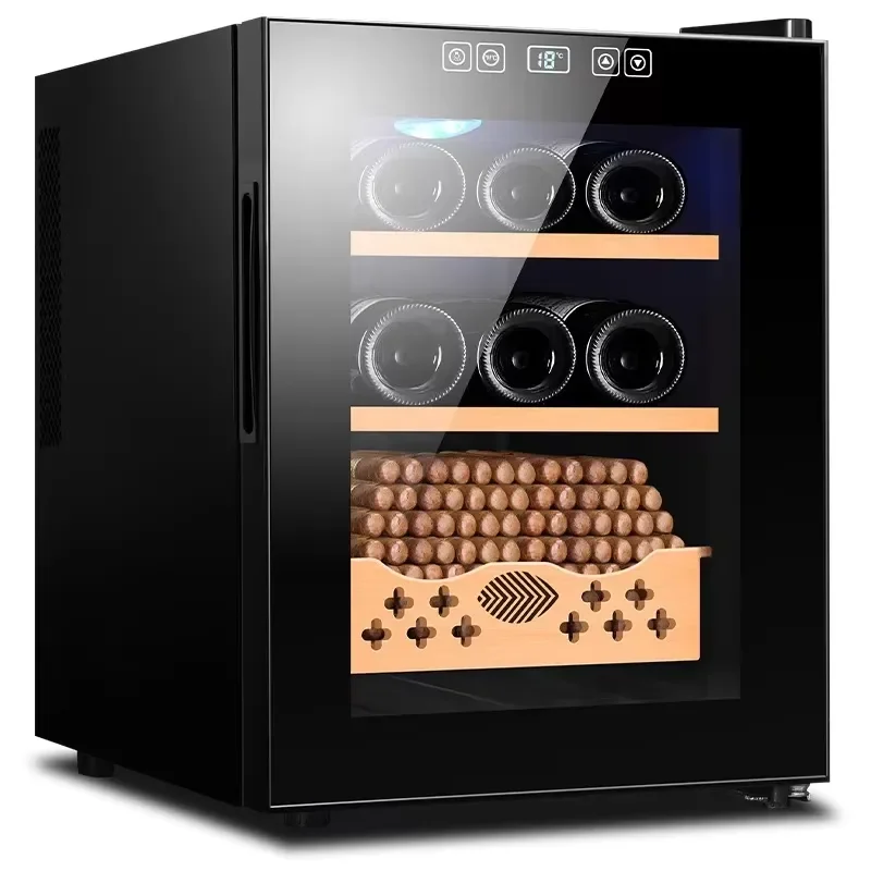 33C Temperature Control Mini Humidor Cigar Wine Cabinet Dual-core Cooling Air-cooled Cigar Cabinet Built-in Bar