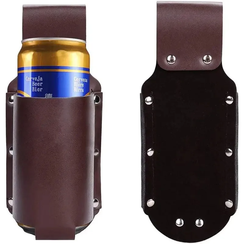 

TOPLIVING Waist Hanging Style Beer Bottle Waist Holster Leather Cup Belt Bag PU Leather Wine Bottles Beverage Holder Portable